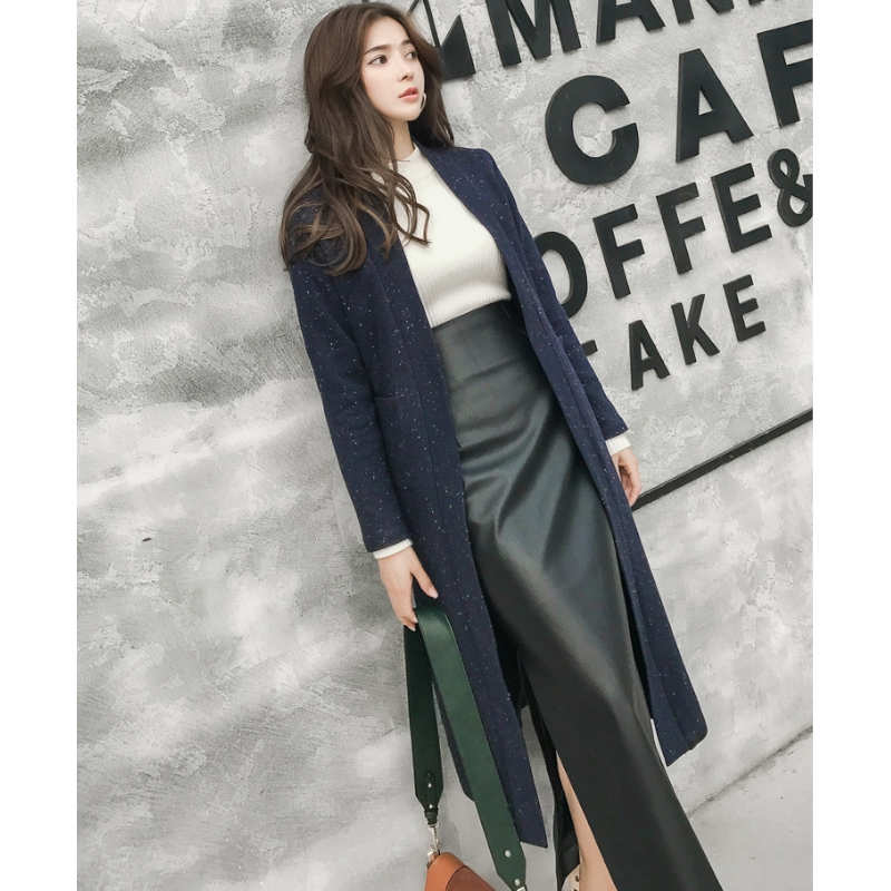 サイドスリットエコレザーロングスカート