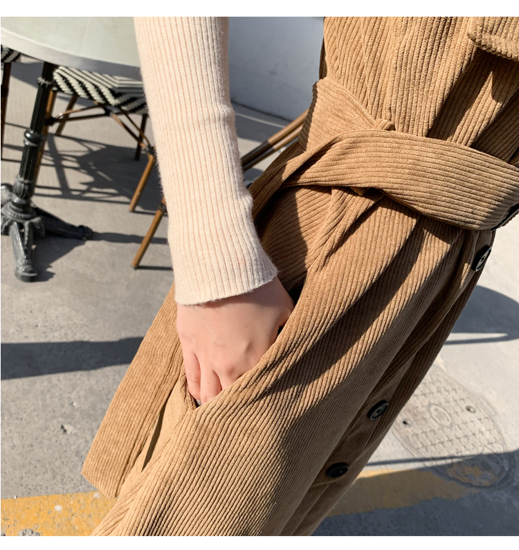 ボトルネックリブニット×コーデュロイサロペットワンピース(2colors)