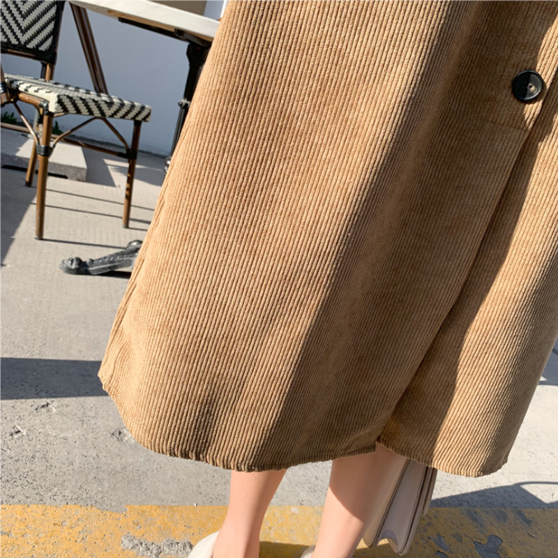 ボトルネックリブニット×コーデュロイサロペットワンピース(2colors)