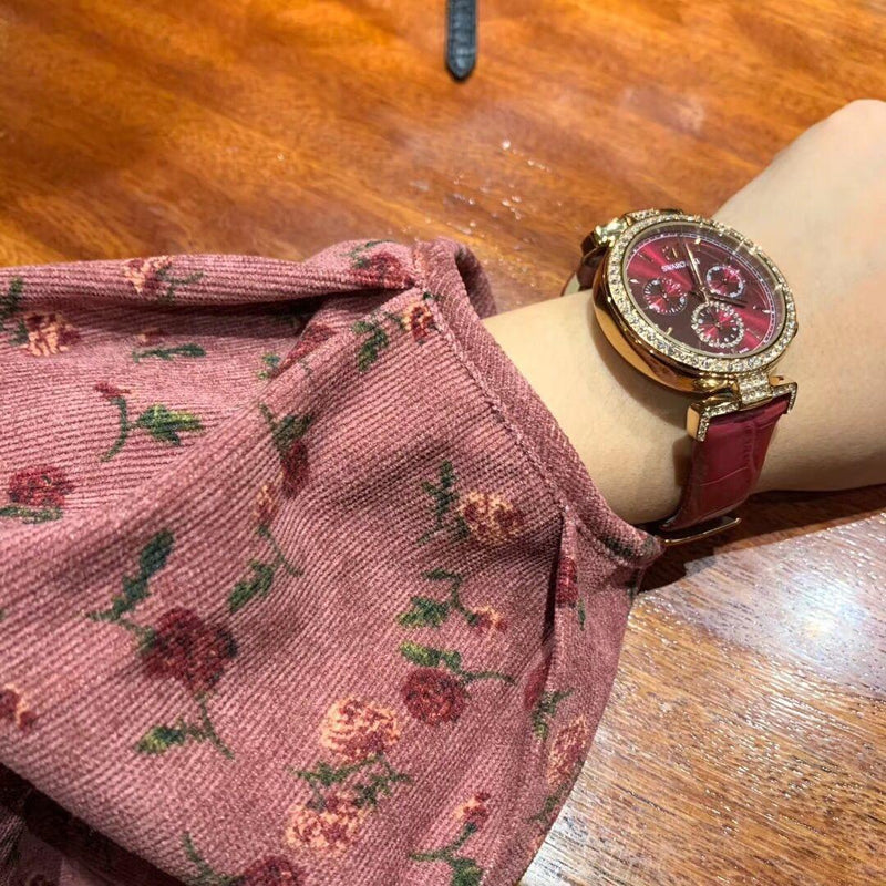 ランタンスリーブ花柄コーデュロイマキシワンピース