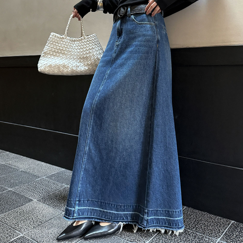 ユーズドデザインロングデニムスカート