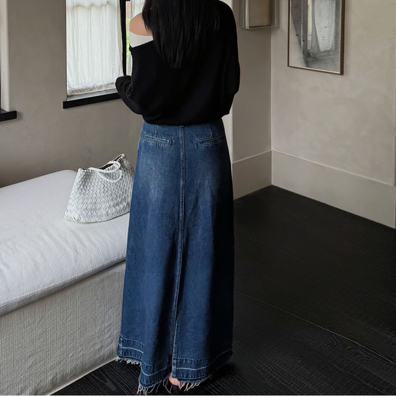 ユーズドデザインロングデニムスカート