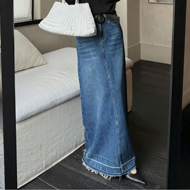 ユーズドデザインロングデニムスカート