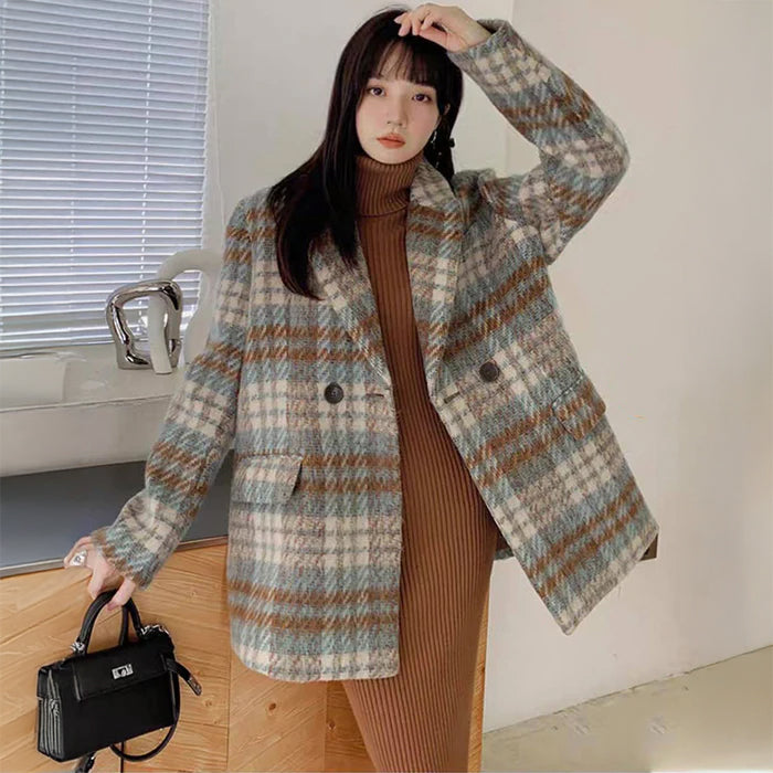 DOS DIOSAS チェック柄 テーラードジャケット 38 本日限定価格 チェック柄オーバーテーラードジャケット(2colors)