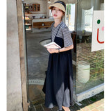 ボーダーTシャツコンビロングワンピース