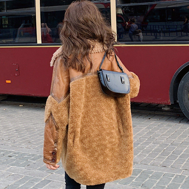 フェイクレザー切り替えボアコート