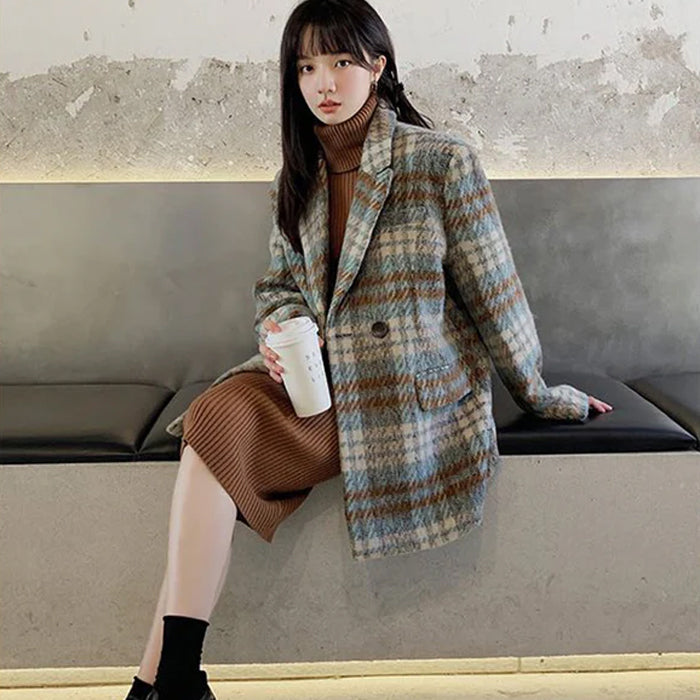 チェック柄オーバーテーラードジャケット(2colors)