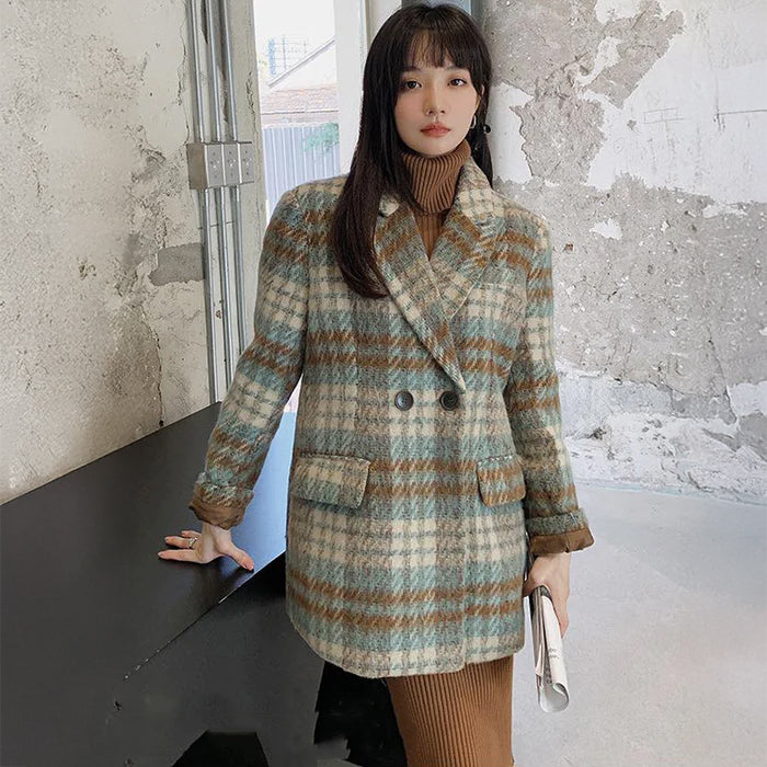 チェック柄オーバーテーラードジャケット(2colors)