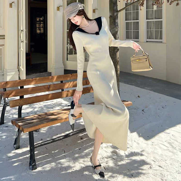 モダンマリンリブワンピース(2colors)