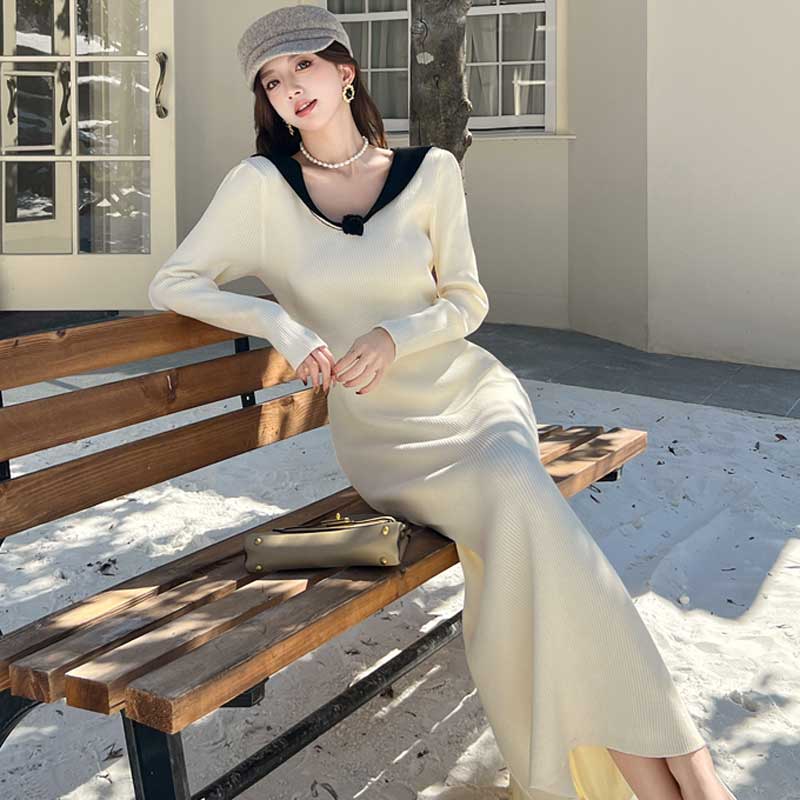 モダンマリンリブワンピース(2colors)