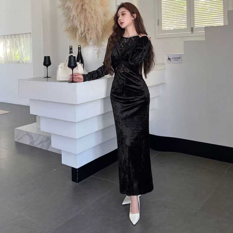 ツイストベロアワンピース(2colors)