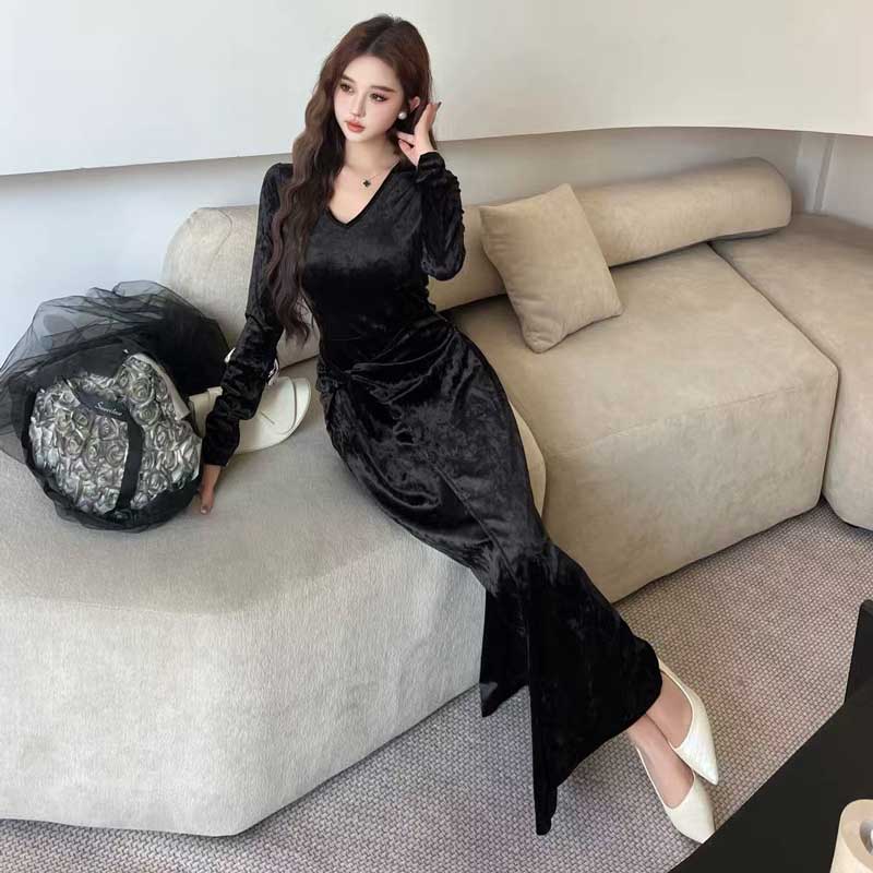 ツイストベロアワンピース(2colors)