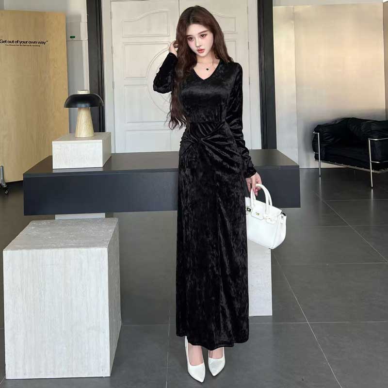 ツイストベロアワンピース(2colors)