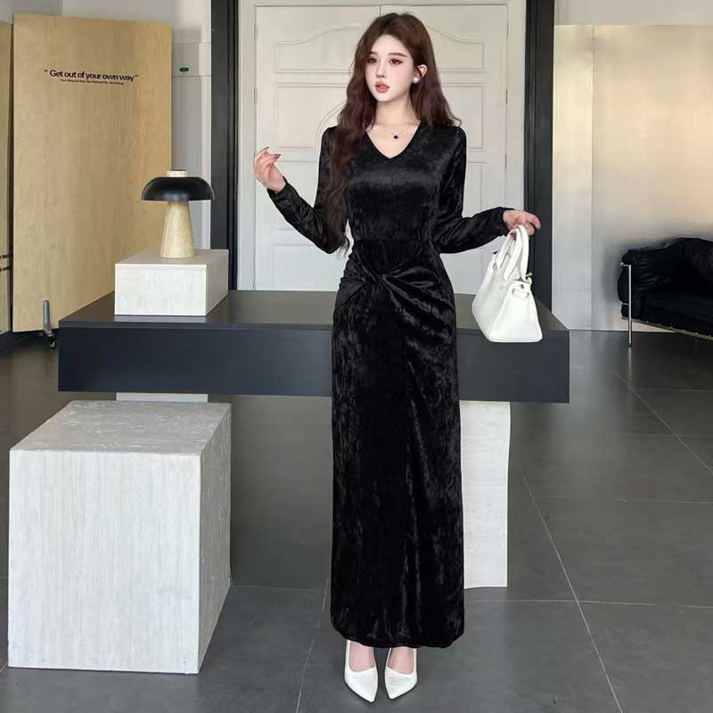 ツイストベロアワンピース(2colors)