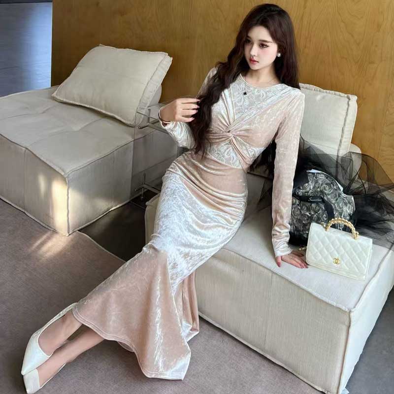 ツイストベロアワンピース(2colors)