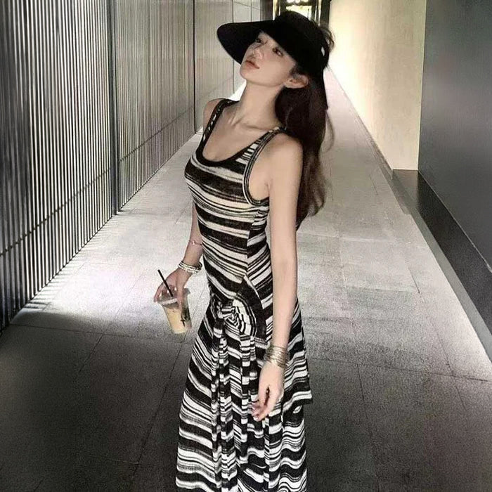 マルチボーダーマキシワンピース