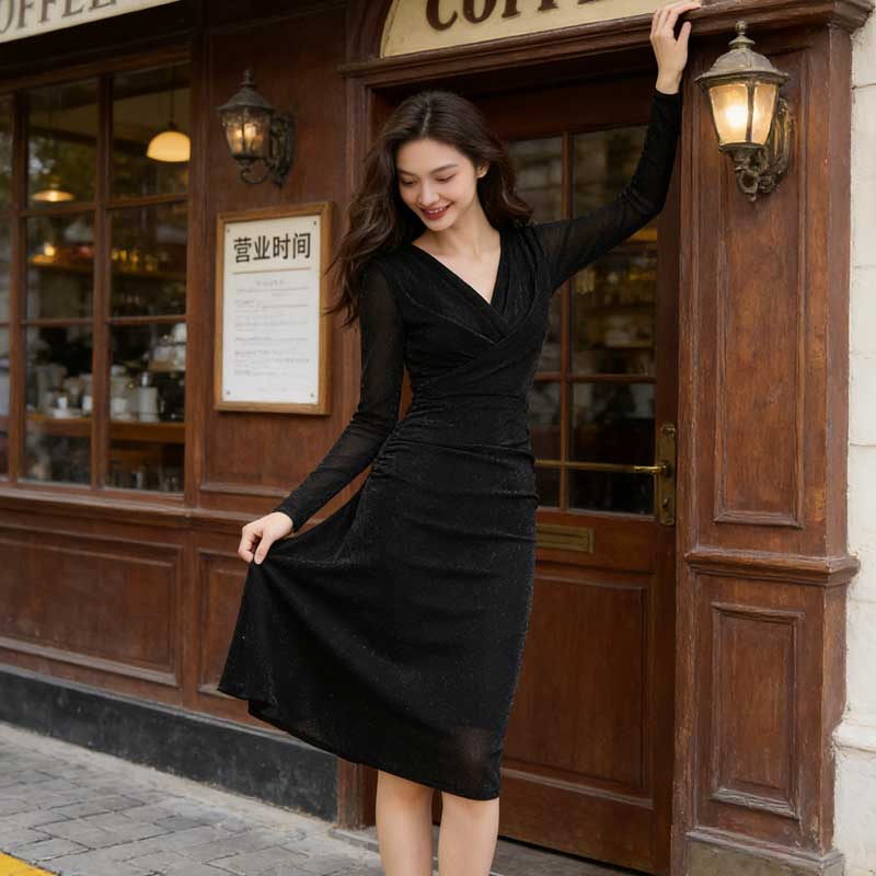 シアーカシュクールワンピース(2colors)