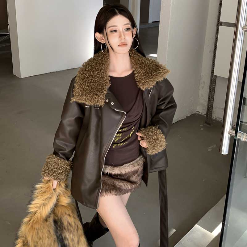 ボアコンビネーションライダースジャケット(2colors)