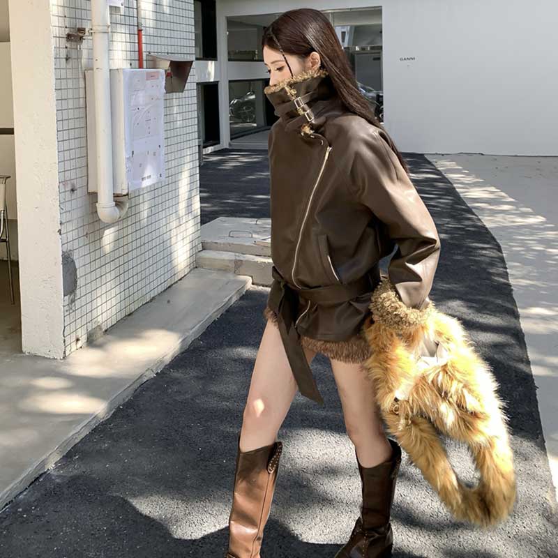 ボアコンビネーションライダースジャケット(2colors)