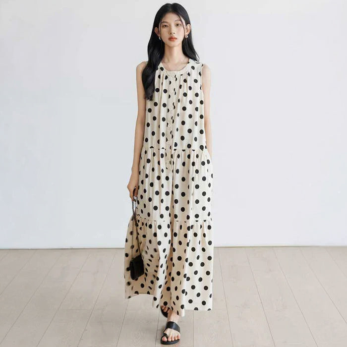 ポルカドットティアードワンピース