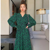 カシュクールボタニカル柄マキシワンピース