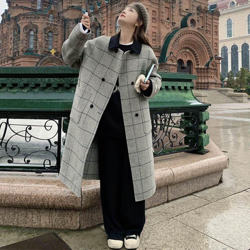ロングチェックコート