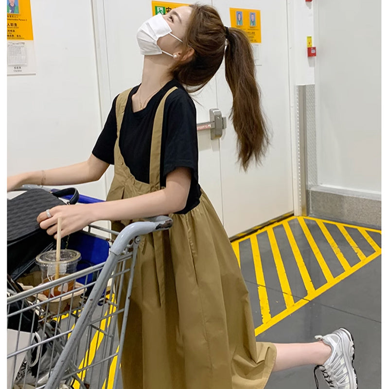 ワンショルダーフリルツートンワンピース