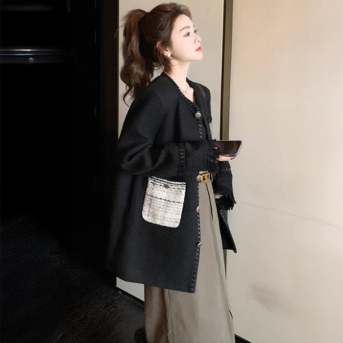 ツイードポケットミディ丈コート