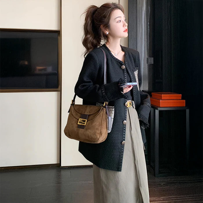 ツイードポケットミディ丈コート