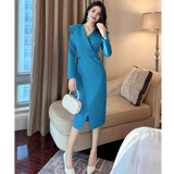 ビッグカラーラップ風ペンシルワンピース(3colors)