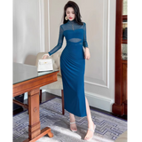 シアートップコンビサイドスリットペンシルワンピース(3colors)