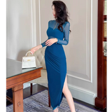 シアートップコンビサイドスリットペンシルワンピース(3colors)
