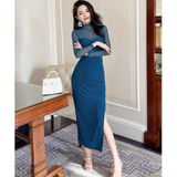 シアートップコンビサイドスリットペンシルワンピース(3colors)