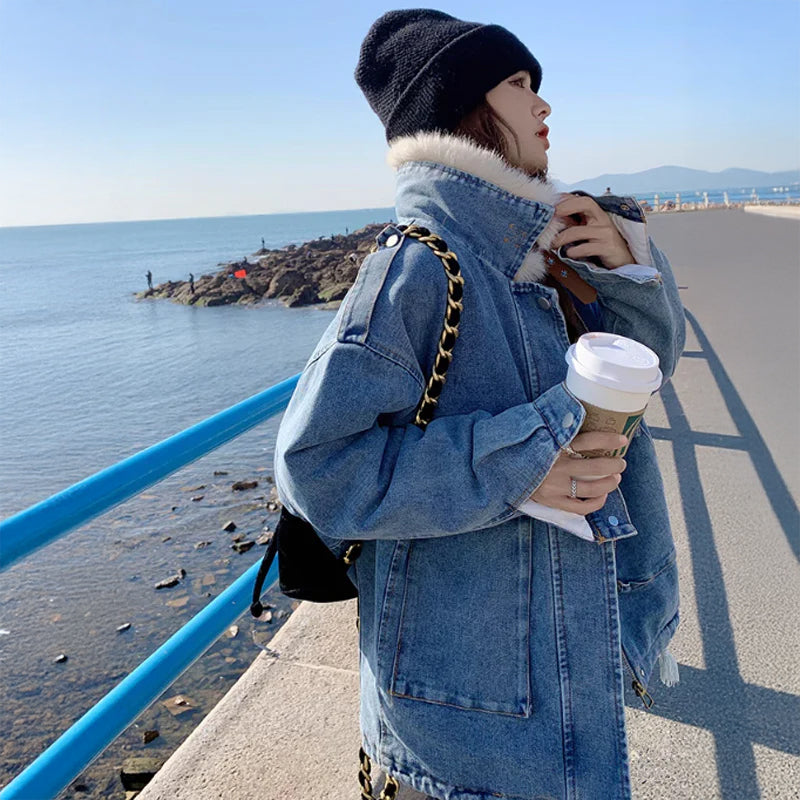 裏フリースデニムジャケット