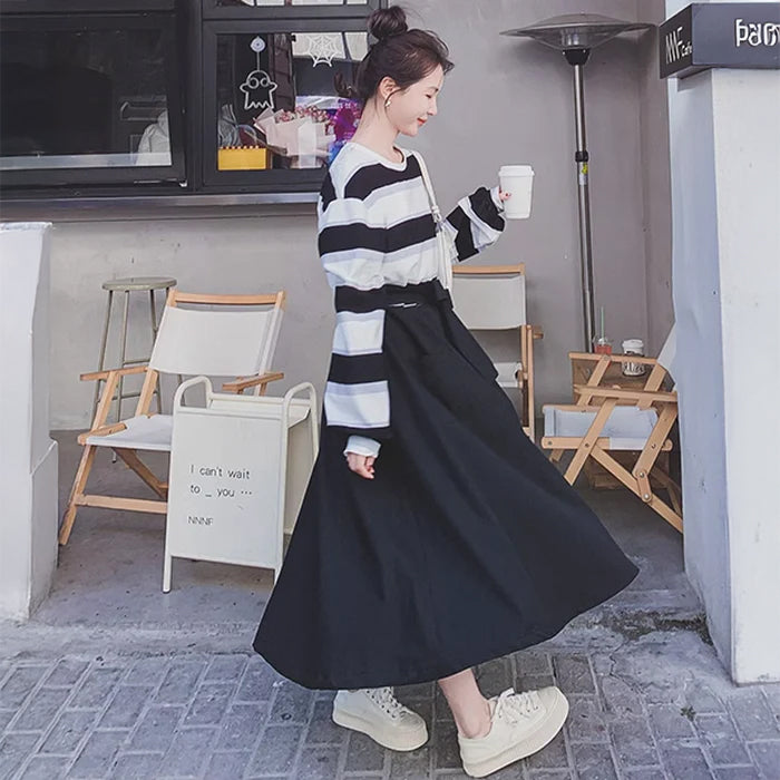 カジュアルボーダートップワンピース