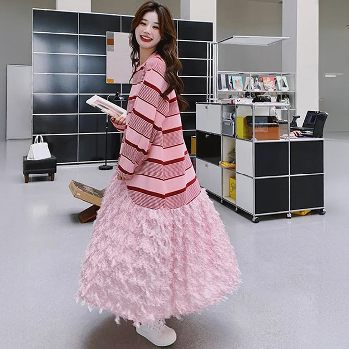 フリンジボリュームスカートワンピース