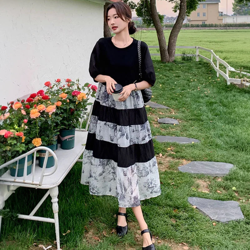 フラワーボーダーワンピース