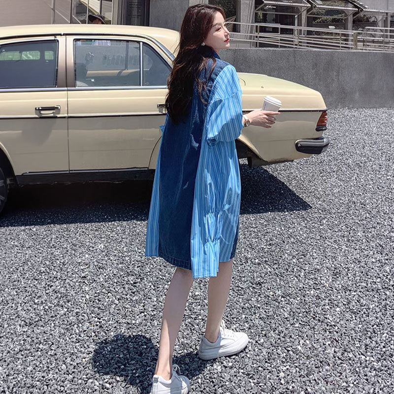 デニム切り替えワンピース
