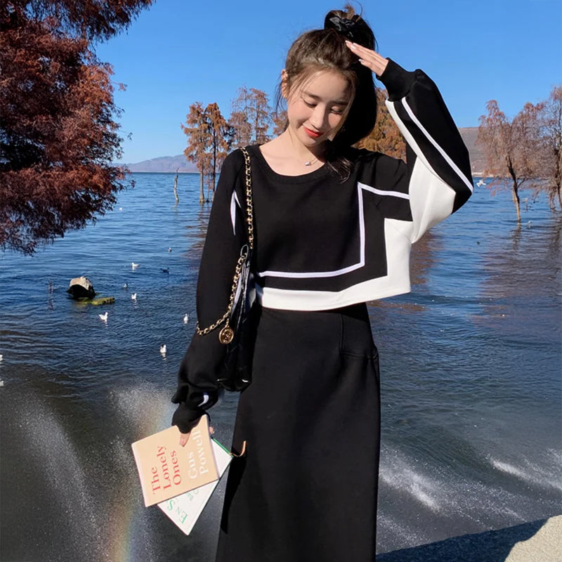 セットアップ風ライン入りワンピース