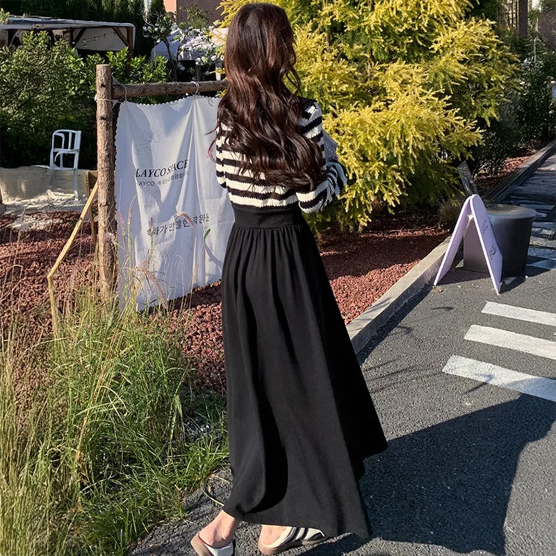 ボーダー切り替えスウェットワンピース