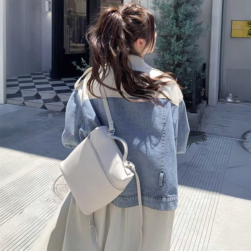 デニム切り替えツートントレンチコート(2colors)