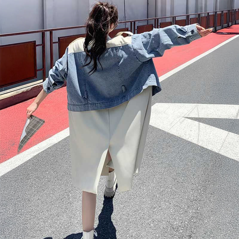 デニム切り替えツートントレンチコート(2colors)