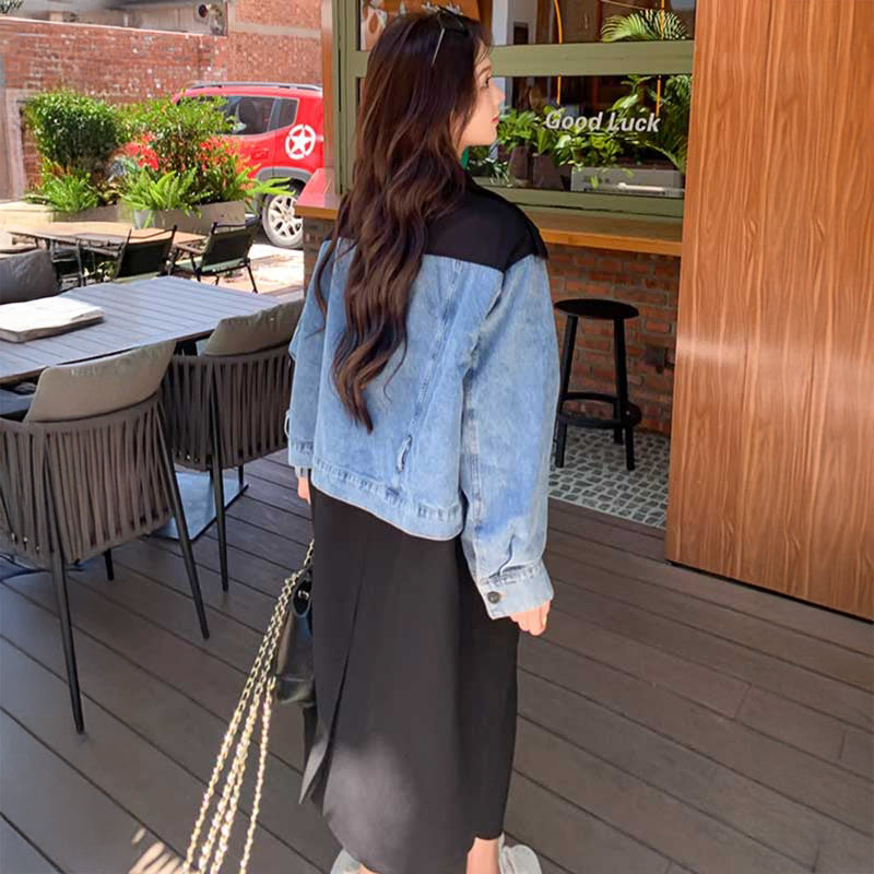 デニム切り替えツートントレンチコート(2colors)