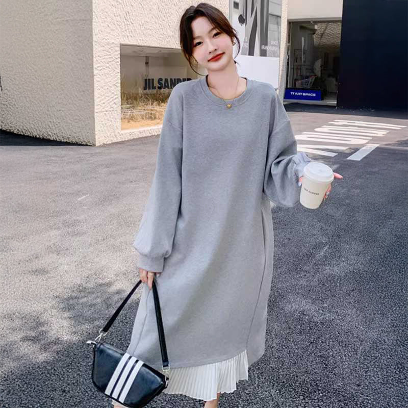 裾プリーツスウェットワンピース