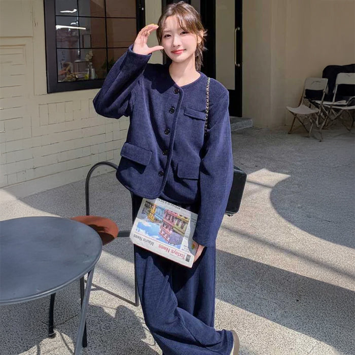 コーデュロイセットアップ(2colors)（紺・黒）秋/冬 セットアップで