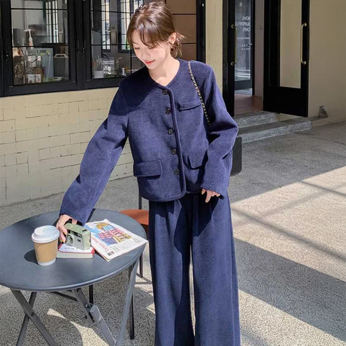 BONCOURA ネイビー 太畝コーデュロイ セットアップ36 定価約12万円 BONCOURA ネイビー 太畝コーデュロイ セットアップ36 定価約12万円