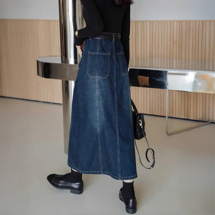 センタースリットデニムスカート