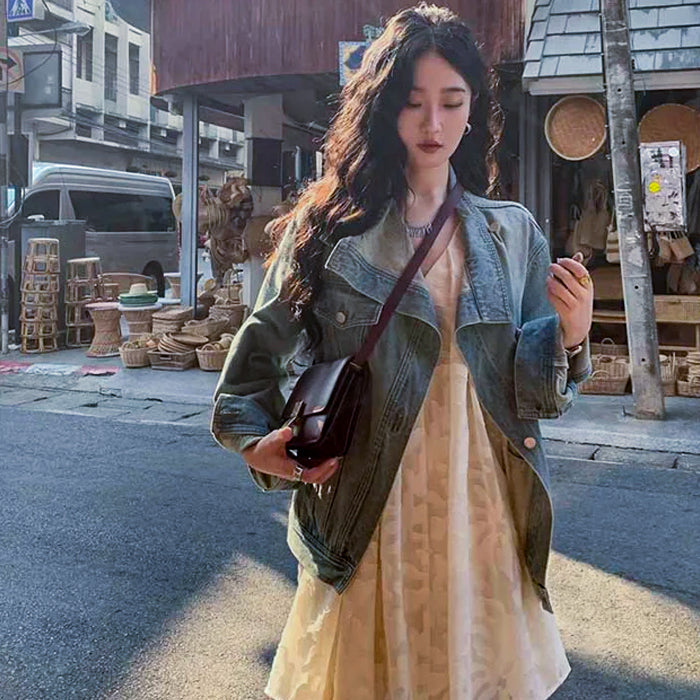 スタンドカラーデニムジャケット