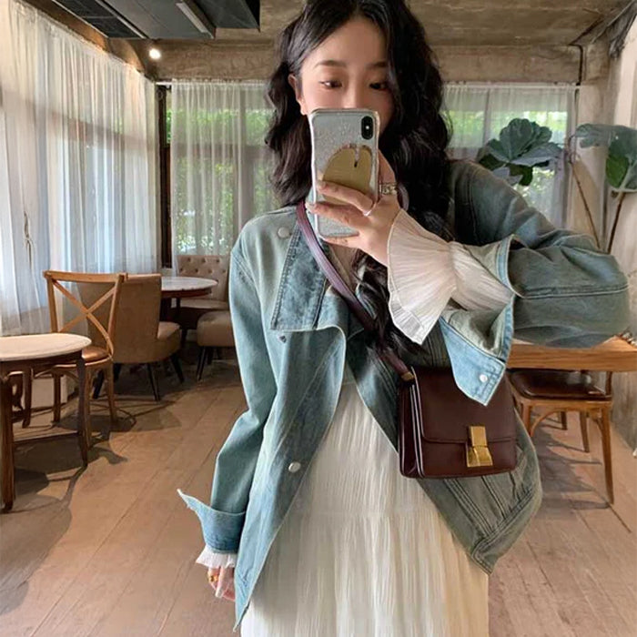 スタンドカラーデニムジャケット