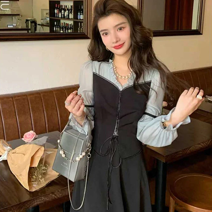 レイヤード風レトロワンピース